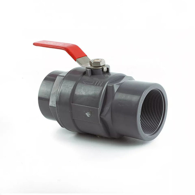 Black 1.6MPa PVC 2 Piece Ball Valve Plastic With Stainless Steel Handle