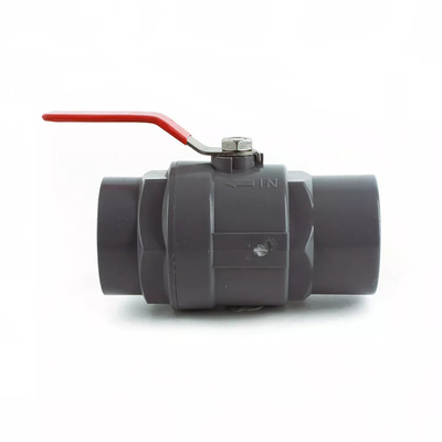 Black 1.6MPa PVC 2 Piece Ball Valve Plastic With Stainless Steel Handle