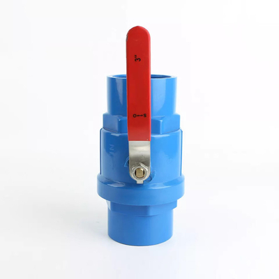 Blue Plastic 2 Piece Ball Valve PVC With Stainless Steel Handle